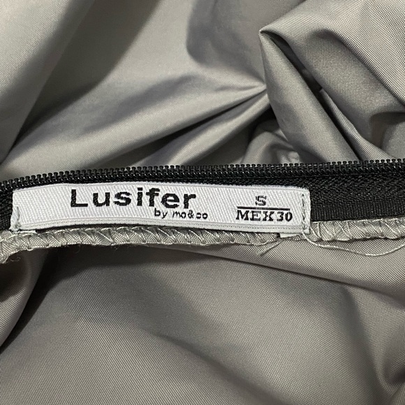 LUSIFER x MO&CO Ruched Nylon Parachute Maxi Dress Gray Neon Orange Size Small - Picture 15 of 16